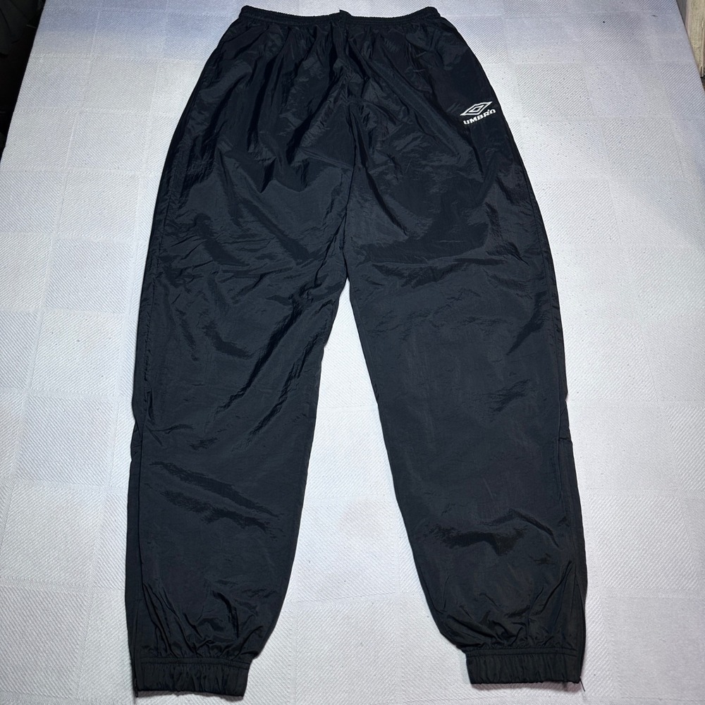 Vintage Umbro Track Pants Mens XL Training Windbreaker Joggers Zipper Leg Black